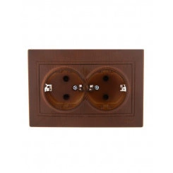 Розетка 2-м СП Mira 16А IP20 с заземл. керамика сосна LEZARD 701-0801-127