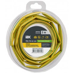 Трубка термоусадочная ТТУ нг-LS 3/1.5 желт./зел. (уп.2м) IEK UDR12-003-D15-002-K52-T Трубка термоусадочная ТТУ нг-LS 3/1.5 желт./зел. (уп.2м) IEK UDR12-003-D15-002-K52-T