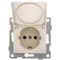 Розетка 1-м СП Bravo 16А 250В с заземл. защ. шторки с крышкой механизм беж. GUSI С10Р91-003