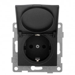 Розетка 1-м СП Bravo 16А 250В с заземл. защ. шторки с крышкой механизм графит GUSI С10Р91-010