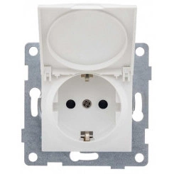 Розетка 1-м СП Ugra 16А 250В с заземл. защ. шторки с крышкой механизм бел. GUSI С11Р91-001 Розетка 1-м СП Ugra 16А 250В с заземл. защ. шторки с крышкой механизм бел. GUSI С11Р91-001