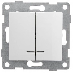 Выключатель 2-кл. СП Bravo 10А 250В с индикацией механизм бел. GUSI С10В28-001 Выключатель 2-кл. СП Bravo 10А 250В с индикацией механизм бел. GUSI С10В28-001