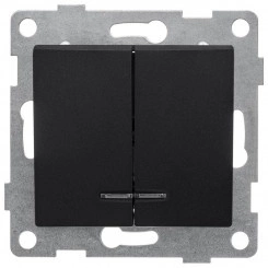 Выключатель 2-кл. СП Bravo 10А 250В с индикацией механизм графит GUSI С10В28-010 Выключатель 2-кл. СП Bravo 10А 250В с индикацией механизм графит GUSI С10В28-010