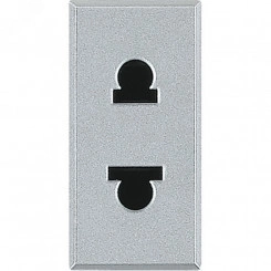 Axolute Розетка 2К 16А со шторками евро-американский стандарт алюминий Axolute Розетка 2К 16А со шторками евро-американский стандарт алюминий