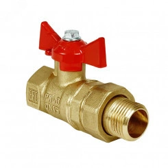 Кран шаровой N/P59 для воды 1/2' ВР/НР ручка-бабочка, америк., латунный 11Б27фт1М Кран шаровой N/P59 для воды 1/2' ВР/НР ручка-бабочка, америк., латунный 11Б27фт1М