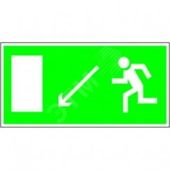 Знак безопасности NPU-1510.E08''Напр. к эвакуационному выходу налево вниз'' Знак безопасности NPU-1510.E08''Напр. к эвакуационному выходу налево вниз''
