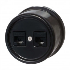 Розетка Лизетта RJ45 информационная двойная, керамика, цвет черный Розетка Лизетта RJ45 информационная двойная, керамика, цвет черный