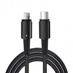 Кабель USB Type-C - Lightning для Apple, 3А, 1м, черный