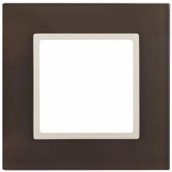 Рамка на 1 пост, стекло, Эра Elegance, мокко+сл.кость, 14-5101-31