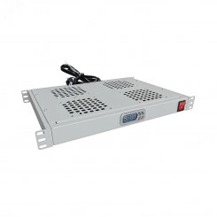 Модуль вентиляторный крепление на 19 1U, 4 элемента, электронный термоконтроллер, цифровой термодатчик, серый RAL 7035 Модуль вентиляторный крепление на 19 1U, 4 элемента, электронный термоконтроллер, цифровой термодатчик, серый RAL 7035