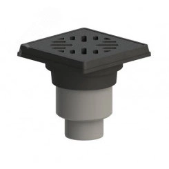 Трап пластиковый вертикальный, дворовый ТП-606.1 с чугунной решеткой Дн110-160