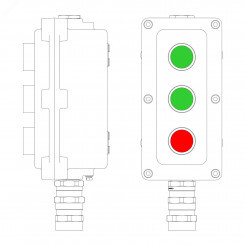 Взрывонепроницаемый пост управления из алюминия LCSD-03-B-MC-P1G(11)x1-P1G(11)x1-P1R(11)x1-PCMB-KA3MHK
