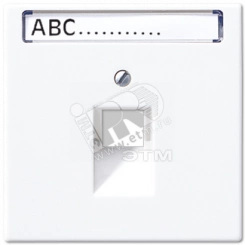 Крышка для одинарной телефонной и компьютерной розетки UAE с полем для надписи  белая