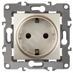 Розетка 2P+E Schuko, 16A-250В, б.л., Эра12, шампань, 12-2001-04 Розетка 2P+E Schuko, 16A-250В, б.л., Эра12, шампань, 12-2001-04