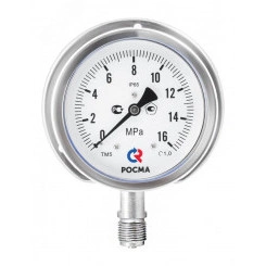 Манометр коррозионностойкий виброустойчивый осевой ТМ-121.00 T 0-1 МPа G1/8' 40мм кл.т.2.5, готов ый к гидрозаполнению Манометр коррозионностойкий виброустойчивый осевой ТМ-121.00 T 0-1 МPа G1/8' 40мм кл.т.2.5, готов ый к гидрозаполнению