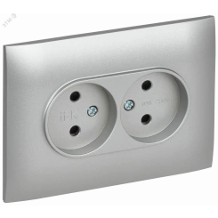 SKANDY Розетка 2-местная без заземления с защитными шторками 10А в сборе SK-R09S серебряный IEK SKANDY Розетка 2-местная без заземления с защитными шторками 10А в сборе SK-R09S серебряный IEK