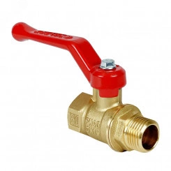Кран шаровой N/P59 для воды 1' ВР/НР ручка-рычаг, латунный 11Б27фт1М