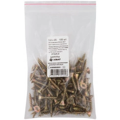 Шуруп универсальный 5х25 потайная головка, остроконечный, желтопассивированный (100шт) Шуруп универсальный 5х25 потайная головка, остроконечный, желтопассивированный (100шт)