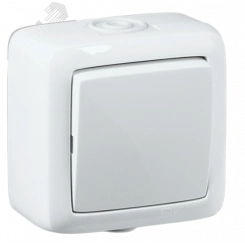 Выключатель одноклавишный наружный белый IP44 10А