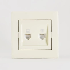 Розетка RAIN компьютерная + телефон крем Розетка RAIN компьютерная + телефон крем