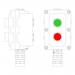 Взрывонепроницаемый пост управления из алюминия LCSD-02-B-MB-P1G(11)x1-P1R(11)x1-PBMB-KA2MHK