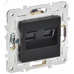 SKANDY Розетка компьютерная двойная RJ45 кат.5E SK-K03Bl черный IEK SKANDY Розетка компьютерная двойная RJ45 кат.5E SK-K03Bl черный IEK