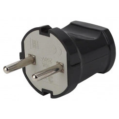 Вилка без заземл. прямая 10А черн. Vx1-B ЭРА Б0039672 Вилка без заземл. прямая 10А черн. Vx1-B ЭРА Б0039672