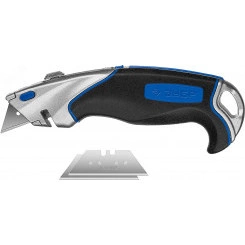 Нож универсальный с автостопом и быстрой заменой лезвий, трап. лезвия А24 Нож универсальный с автостопом и быстрой заменой лезвий, трап. лезвия А24