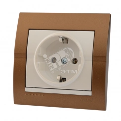 DERIY Выключатель двойной ПБТ коричневый  и жемчужно-белый металлик