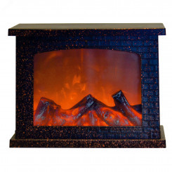 Фонарь светодиодный Камин на батарейках 3АА (не в/к) ULD-L2821-005/DNB/RED BROWN FIREPLACE 28х21см 5 светодиодов Эффект пламени Корпус коричневый