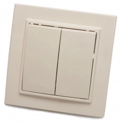 Выключатель двухклавишный, 250В, 10А, серия Эрна, слоновая кость Stekker Выключатель двухклавишный, 250В, 10А, серия Эрна, слоновая кость Stekker