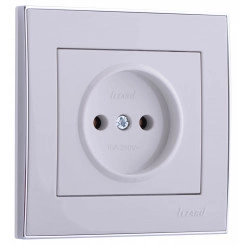 RAIN Розетка без заземления керамика белая с боковой вставкой хром RAIN Розетка без заземления керамика белая с боковой вставкой хром