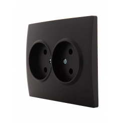 KARINA Розетка двойная б/з ПБТ чёрный бархат (10шт/120шт) KARINA Розетка двойная б/з ПБТ чёрный бархат (10шт/120шт)