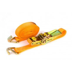 Ремень шириной 25мм, с храповиком и крюками, состоящий из 2-х частей, длиной 4,5м и 0,5м для закрепления груза при перемещении до 1т методом в обхват и до 0,5т методом внатяг. Ремень шириной 25мм, с храповиком и крюками, состоящий из 2-х частей, длиной 4,5м и 0,5м для закрепления груза при перемещении до 1т методом в обхват и до 0,5т методом внатяг.