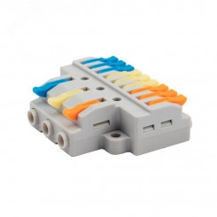 Клемма СМК 3х3 проходная разветвительная 3 полюса, 1 ввод, 3 вывода на полюс, REXANT Клемма СМК 3х3 проходная разветвительная 3 полюса, 1 ввод, 3 вывода на полюс, REXANT