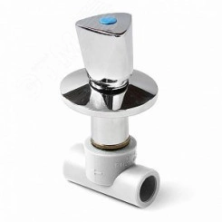 Клапан (вентиль) 32 мм полипропиленовый трилистни с хромированной рукояткой Белый Клапан (вентиль) 32 мм полипропиленовый трилистни с хромированной рукояткой Белый