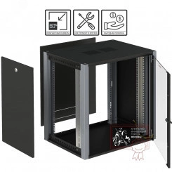 Шкаф телекоммуникационный настенный 19' 22U дверь стекло IP20. 600x600x1040mm(ШхГхВ) цвет черный(RAL 9004/RAL7000)