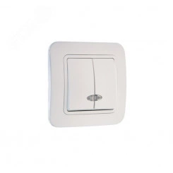 Lillium Выключатель двухклавишный с подсветкой белый