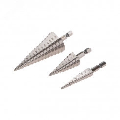 Набор ступенчатых сверл, 4-12,4-20,4-32 мм, HSS-TiN, ТИТАН, 3 шт. Набор ступенчатых сверл, 4-12,4-20,4-32 мм, HSS-TiN, ТИТАН, 3 шт.