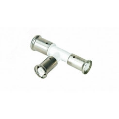 Тройник переходный уменьшенный с двух сторон, ПВДФ пресс (белый), 26x20x16