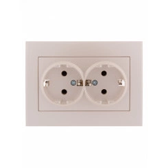 Розетка RAIN двойная с заземлением керамика жемчужно-белый перламутр