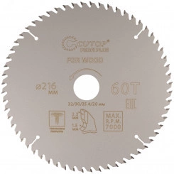 Диск пильный по дереву с тефлоновым покрытием 60Т, Profi plus, 216 х 1,5/2,2 х 32/30/25,4/20 мм Диск пильный по дереву с тефлоновым покрытием 60Т, Profi plus, 216 х 1,5/2,2 х 32/30/25,4/20 мм