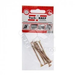 Шуруп универсальный 3,5х50 потайная головка, остроконечный, желтопассивированный (7шт) - пакет Шуруп универсальный 3,5х50 потайная головка, остроконечный, желтопассивированный (7шт) - пакет