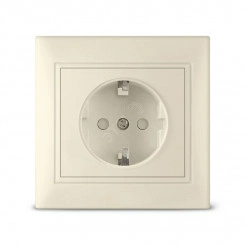 Севиль Розетка с заземлением с защитной шторкой слоновая кость (ivory)