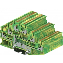 Клемма TP земля, 3-уровневая с уравниванием потенциалов, Push-in, сечение 2,5 мм. кв., желто-зеленая Клемма TP земля, 3-уровневая с уравниванием потенциалов, Push-in, сечение 2,5 мм. кв., желто-зеленая