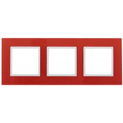 Рамка на 3 поста, стекло, Эра Elegance, красный+бел, 14-5103-23