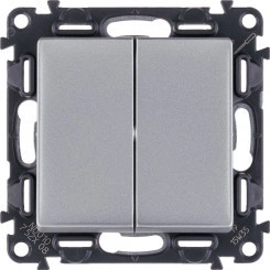 Valena LIFE Переключатель двухклавишный 10А 250В с лицевой панелью Безвинтовые зажимы Алюминий Valena LIFE Переключатель двухклавишный 10А 250В с лицевой панелью Безвинтовые зажимы Алюминий