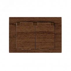 Розетка двухместная с крышкой серия Афина с/з, с/у, 16А, 220В, венге (еврослот)