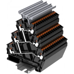 Клемма TP 3-уровневая угловая с держателем маркировки, Push-in, сечение 2,5 мм. кв., черная Клемма TP 3-уровневая угловая с держателем маркировки, Push-in, сечение 2,5 мм. кв., черная