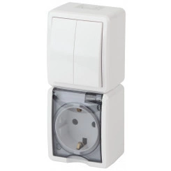 Блок розетка+выкл. двойн. верт. IP54, 16A(10AX)-250В, ОУ, Эра Эксперт, белый, 11-7408-01 Блок розетка+выкл. двойн. верт. IP54, 16A(10AX)-250В, ОУ, Эра Эксперт, белый, 11-7408-01